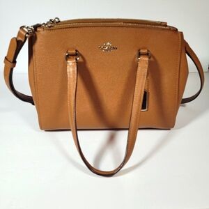 Coach Stanton 26 Brown Crossgrain Leather Double Zipper Pocket Satchel Bag